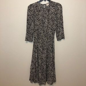 Maxi black and white leopard print dress